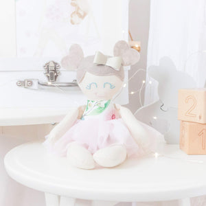"Classic" Mini Mee Ballerina Modern Heirloom Cloth Doll - Berry Blossom