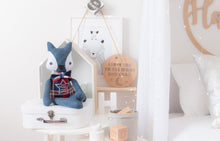Load image into Gallery viewer, Memory Cloth Doll created from loved ones / baby clothing. Classic sized Fox Heirloom Keepsake cloth doll approximately 45cm tall, also available in mini mee size of approximately 26cm tall. A beautiful heirloom keepsake to honour someone loved, lost or missed..