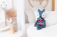 Load image into Gallery viewer, Memory Cloth Doll created from loved ones / baby clothing. Classic sized Fox Heirloom Keepsake cloth doll approximately 45cm tall, also available in mini mee size of approximately 26cm tall. A beautiful heirloom keepsake to honour someone loved, lost or missed..