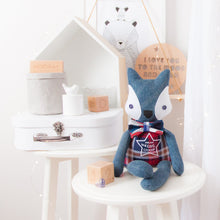 Load image into Gallery viewer, Memory Cloth Doll created from loved ones / baby clothing. Classic sized Fox Heirloom Keepsake cloth doll approximately 45cm tall, also available in mini mee size of approximately 26cm tall. A beautiful heirloom keepsake to honour someone loved, lost or missed..