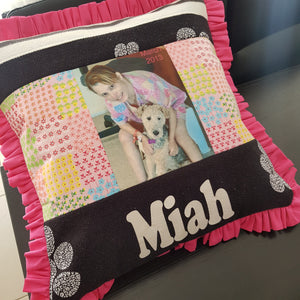 CUSTOM LISTING FOR Amanda - CUSTOM ORDER ONLY for Memories in Threads - CUSTOM Heart with frill pillow with photo Memory Pillow