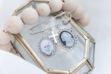 Load image into Gallery viewer, CUSTOM LISTING Ana - &quot;Giesen&quot; Groom Oval Photo Charm Pin Bar with cross ACCESSORY CUSTOM ORDER ONLY, CUSTOM MAKE TIMES APPLY.