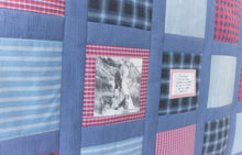 Load image into Gallery viewer, MEMORY QUILT Classic "WINTER" SQUARE Window Pane Heirloom Keepsake Quilt