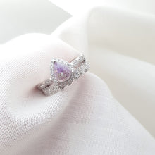 Load image into Gallery viewer, CUSTOM LISTING DEPOSIT 50% Stace B Memories in Threads -  &quot;Peaches&quot; Pear Halo Ring and Millie Marquise Band with cremation ashes CUSTOM ORDER ONLY, CUSTOM MAKE TIMES APPLY.