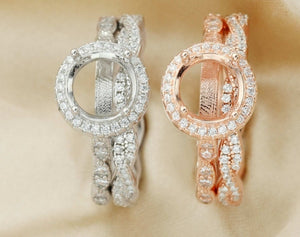 CUSTOM LISTING Lindsay Memories in Threads -  "Peaches" Pear Halo Ring and Missy Marquise Bands and "Harps" Halo Round Ring with "Prairy" Plait Bands with cremation ashes CUSTOM ORDER ONLY, CUSTOM MAKE TIMES APPLY.