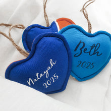 Load image into Gallery viewer, CUSTOM LISTING Melissa - Classic "Pip" the Pup Memory Cloth Heirloom Doll and Hanging HeartsDECOR CUSTOM ORDER ONLY, CUSTOM MAKE TIMES APPLY.