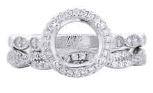 Load image into Gallery viewer, CUSTOM LISTING Lindsay Memories in Threads -  &quot;Peaches&quot; Pear Halo Ring and Missy Marquise Bands and &quot;Harps&quot; Halo Round Ring with &quot;Prairy&quot; Plait Bands with cremation ashes CUSTOM ORDER ONLY, CUSTOM MAKE TIMES APPLY.