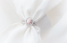 Load image into Gallery viewer, CUSTOM LISTING Lindsay Memories in Threads -  "Opal" Oval Halo Ring and Plain Pave Bands with cremation ashes CUSTOM ORDER ONLY, CUSTOM MAKE TIMES APPLY.