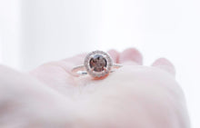 Load image into Gallery viewer, CUSTOM LISTING Lindsay Memories in Threads -  &quot;Peaches&quot; Pear Halo Ring and Missy Marquise Bands and &quot;Harps&quot; Halo Round Ring with &quot;Prairy&quot; Plait Bands with cremation ashes CUSTOM ORDER ONLY, CUSTOM MAKE TIMES APPLY.