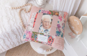 MEMORY PILLOW "Quigly" Quilted Memories in Threads Pillow