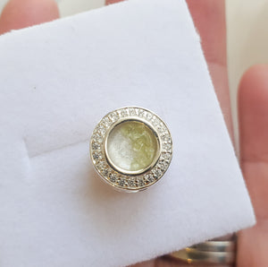 CUSTOM BALANCE LISTING Karen C Memories in Threads - "Remy" Round Halo European Charm and "Tia" Teardrop Halo European Charm CUSTOM ORDER ONLY, CUSTOM MAKE TIMES APPLY.