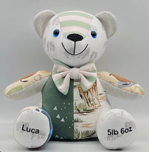 Load image into Gallery viewer, CUSTOM LISTING Tiyra - Classic "Tiyra" Teddy Bear Memory Cloth Heirloom Doll DECOR CUSTOM ORDER ONLY, CUSTOM MAKE TIMES APPLY)