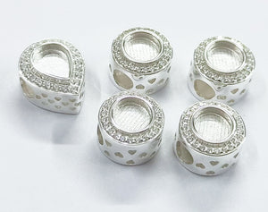 CUSTOM DEPOSIT LISTING Karen C Memories in Threads - "Remy" Round Halo European Charm and "Tia" Teardrop Halo European Charm CUSTOM ORDER ONLY, CUSTOM MAKE TIMES APPLY.