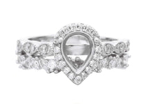 Load image into Gallery viewer, CUSTOM LISTING Lindsay Memories in Threads -  &quot;Peaches&quot; Pear Halo Ring and Missy Marquise Bands and &quot;Harps&quot; Halo Round Ring with &quot;Prairy&quot; Plait Bands with cremation ashes CUSTOM ORDER ONLY, CUSTOM MAKE TIMES APPLY.
