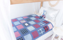 Load image into Gallery viewer, MEMORY QUILT Classic "WINTER" SQUARE Window Pane Heirloom Keepsake Quilt