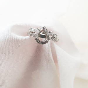 CUSTOM LISTING Lindsay Memories in Threads -  "Peaches" Pear Halo Ring and Missy Marquise Bands and "Harps" Halo Round Ring with "Prairy" Plait Bands with cremation ashes CUSTOM ORDER ONLY, CUSTOM MAKE TIMES APPLY.