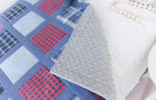 Load image into Gallery viewer, MEMORY QUILT Classic "WINTER" SQUARE Window Pane Heirloom Keepsake Quilt