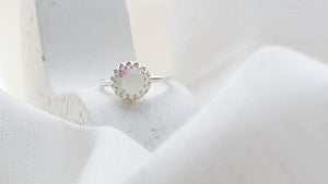CUSTOM LISTING LISTING Jasmine Memories in Threads - "Rhiannon" Round Royal Crown Cabochon Ring with preserved BM CUSTOM ORDER ONLY, CUSTOM MAKE TIMES APPLY.