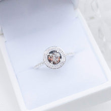 Load image into Gallery viewer, CUSTOM LISTING Lindsay Memories in Threads -  &quot;Peaches&quot; Pear Halo Ring and Missy Marquise Bands and &quot;Harps&quot; Halo Round Ring with &quot;Prairy&quot; Plait Bands with cremation ashes CUSTOM ORDER ONLY, CUSTOM MAKE TIMES APPLY.