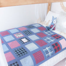 Load image into Gallery viewer, MEMORY QUILT Classic "WINTER" SQUARE Window Pane Heirloom Keepsake Quilt