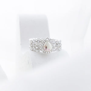 MEMORY JEWELLERY "Peaches" Pear SET Halo Memories in Threads Ring