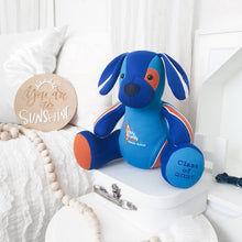 Load image into Gallery viewer, CUSTOM LISTING Melissa - Classic "Pip" the Pup Memory Cloth Heirloom Doll and Hanging HeartsDECOR CUSTOM ORDER ONLY, CUSTOM MAKE TIMES APPLY.