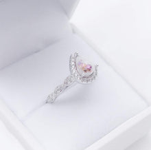Load image into Gallery viewer, CUSTOM LISTING Lindsay Memories in Threads -  &quot;Peaches&quot; Pear Halo Ring and Missy Marquise Bands and &quot;Harps&quot; Halo Round Ring with &quot;Prairy&quot; Plait Bands with cremation ashes CUSTOM ORDER ONLY, CUSTOM MAKE TIMES APPLY.