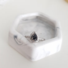 Load image into Gallery viewer, CUSTOM LISTING Gemma Memories in Threads -  &quot;Peaches&quot; Pear Halo Ring with cremation ashes CUSTOM ORDER ONLY, CUSTOM MAKE TIMES APPLY.