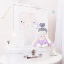 Load image into Gallery viewer, RubyBabyDesigns heirloom cloth doll, ballerina, faux leather,mini, mini mee, mum and daughter, big sister, little sister, tulle, bow, felt, ballerina bun, ragdoll, cloth decor, heirloom, keepsake, handmade, made in melbourne, vintage floral, floral, watercolour floral, watercolour, gelati, pastels, lilac, purple, aqua, mint, pink, orange, grey, teal, silver