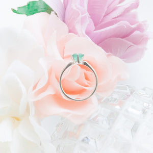 RubyBabyDesigns Keepsake Collective Heirloom Keepsake Ella Elegant Ring featuring a handmade gem featuring inclusions such as cremation ashes, preserved breastmilk or flowers, locks of hair and clothing. Hand crafted gem made in Melbourne. Sterling Silver setting with 6 prongs.