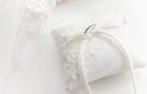 MEMORY WEDDING INTRICATE "Rosie" Memories in Threads Ring Pillow