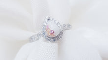 Load image into Gallery viewer, CUSTOM LISTING Jenelle Memories in Threads -  &quot;Peaches&quot; Pear Halo Ring with PBM CUSTOM ORDER ONLY, CUSTOM MAKE TIMES APPLY.