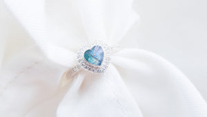 MEMORY JEWELLERY "Harrington" Halo Heart / Round / Oval / Pear Memories in Threads Ring