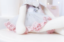 Load image into Gallery viewer, RubyBabyDesigns heirloom cloth doll, ballerina, luxe, faux leather, tulle, bow, felt, ballerina buns, ballet shoes, ragdoll, cloth decor, heirloom, keepsake, handmade, made in melbourne, silver, glitter, peony, roses, digital floral, blush, lace, sequins, blush, black, forest green, grey, silver, lace crown, flowers, fringing, tassel