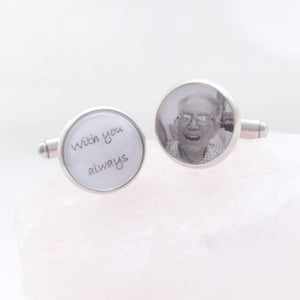 MEMORY JEWELLERY "Perry" Photo Memory Stainless Steel Dome Cufflinks