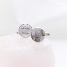 Load image into Gallery viewer, CUSTOM LISTING Sandy P - Memory &quot;Perry&quot; Photo Cufflink Pair DECOR CUSTOM ORDER ONLY, CUSTOM MAKE TIMES APPLY.
