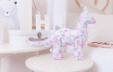Load image into Gallery viewer, &quot;OOAK SALE&quot; Daisy the Dinosaur Modern Heirloom Cloth Doll - PRETTY PEONY