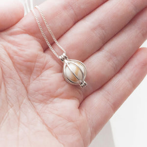 MEMORY JEWELLERY "Carly" Caged Pearl Floating Pendant Memories in Threads